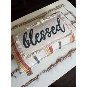 Devi Designs Blessed Plaid Pillow 24x14”